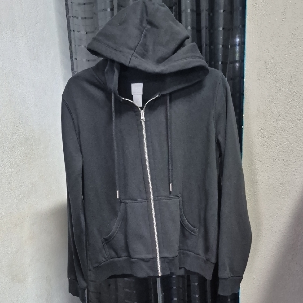 H&M Black Zip Up Hoodie Sweater
